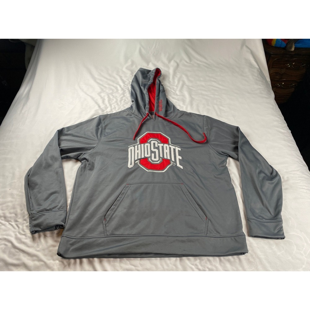 Scarlet & Gray Ohio State Buckeyes Hoodie Mens XXL Gray Red Performance Pullover